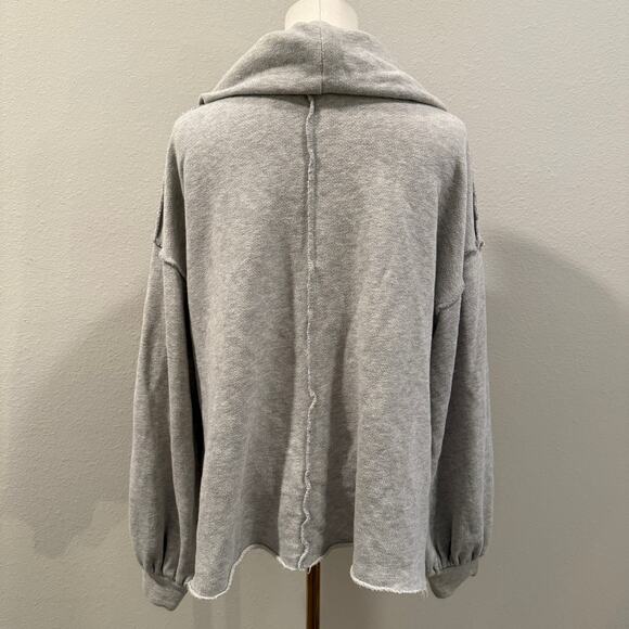 Free People Lace Crochet Trim Quarter Zip Oversized Sweater Boho Cottage Small - Picture 3 of 9